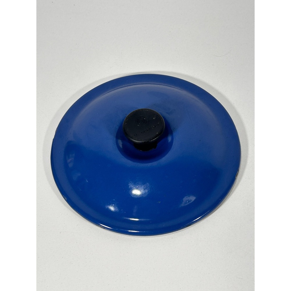 Vintage Le Creuset Cobalt Blue Enameled Cast Iron Lid Cover Size 16 France 6.75"